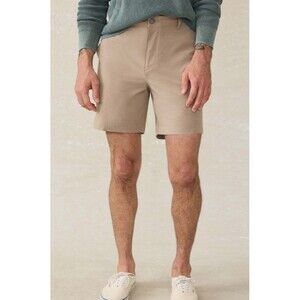 Faherty All Day Shorts Performance Stretch Chino Mens Khaki Drawstring Sz 36